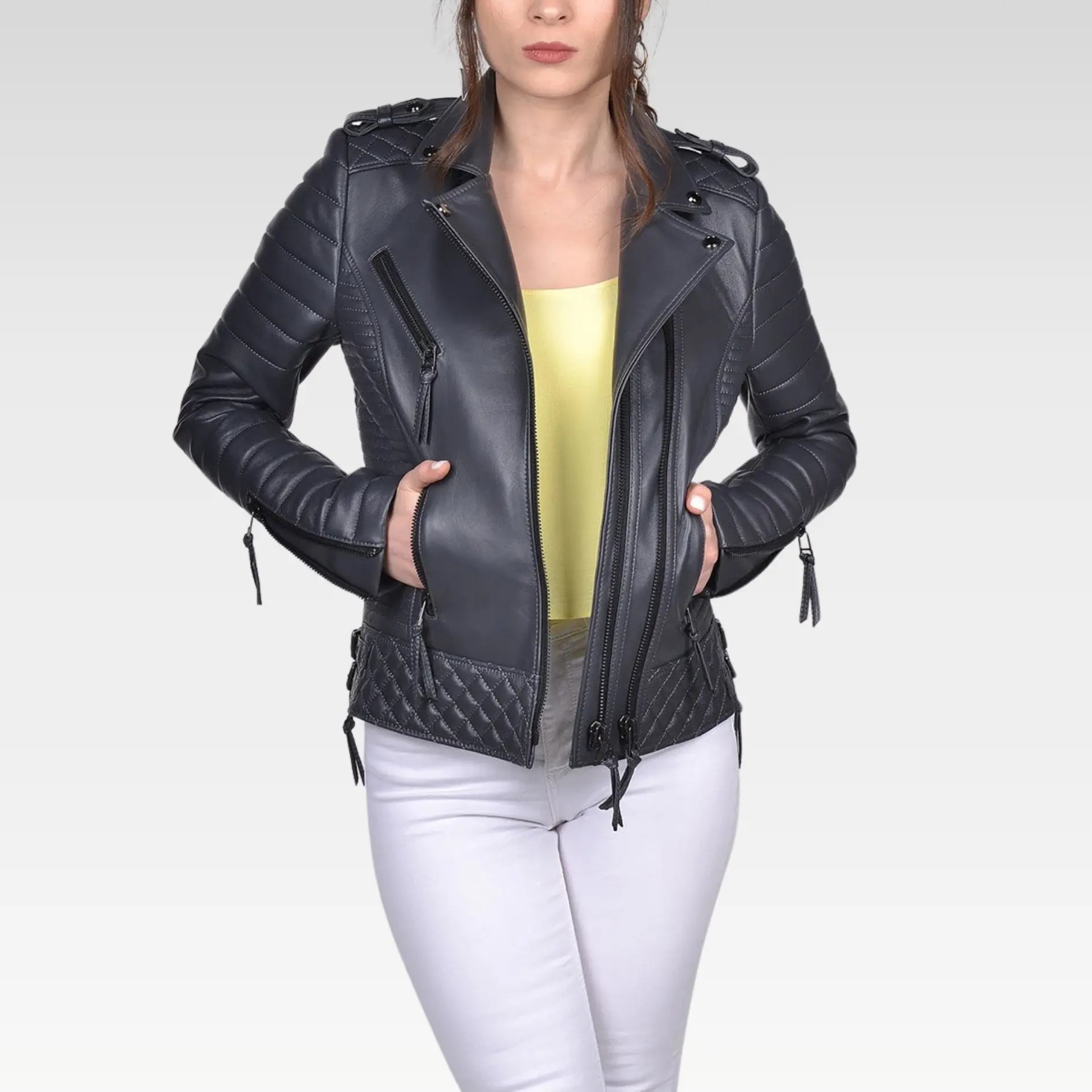 Antrasit Biker Leather Jacket